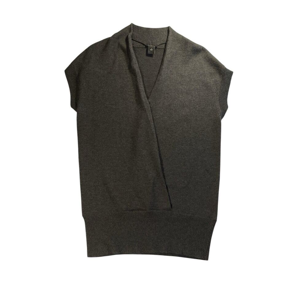 Ann Taylor Women Sleeveless Open Front Gray Sweater Vest Dark Academia Corpcore